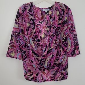 Jennifer Lopez Artsy Multicolored Print Top M